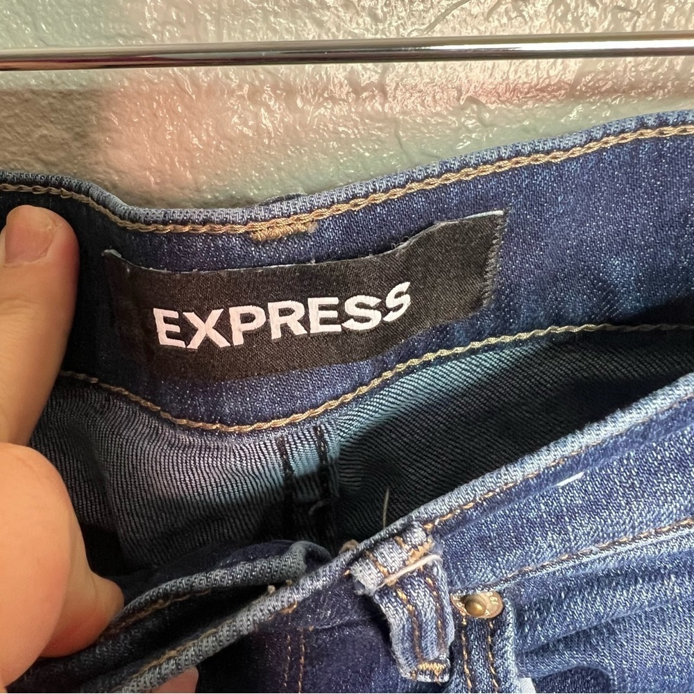 Express Skinny Ankle Stretch Mid Rise Ripped Jeans - Picture 10 of 11